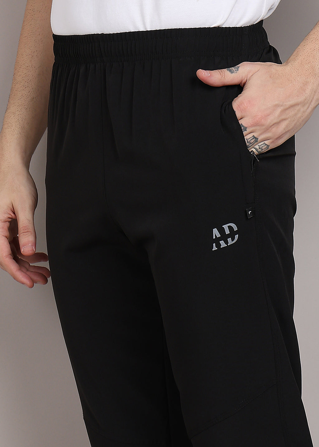 ADFitwear Men's Black Lycra Track Pants – Workout Bottoms