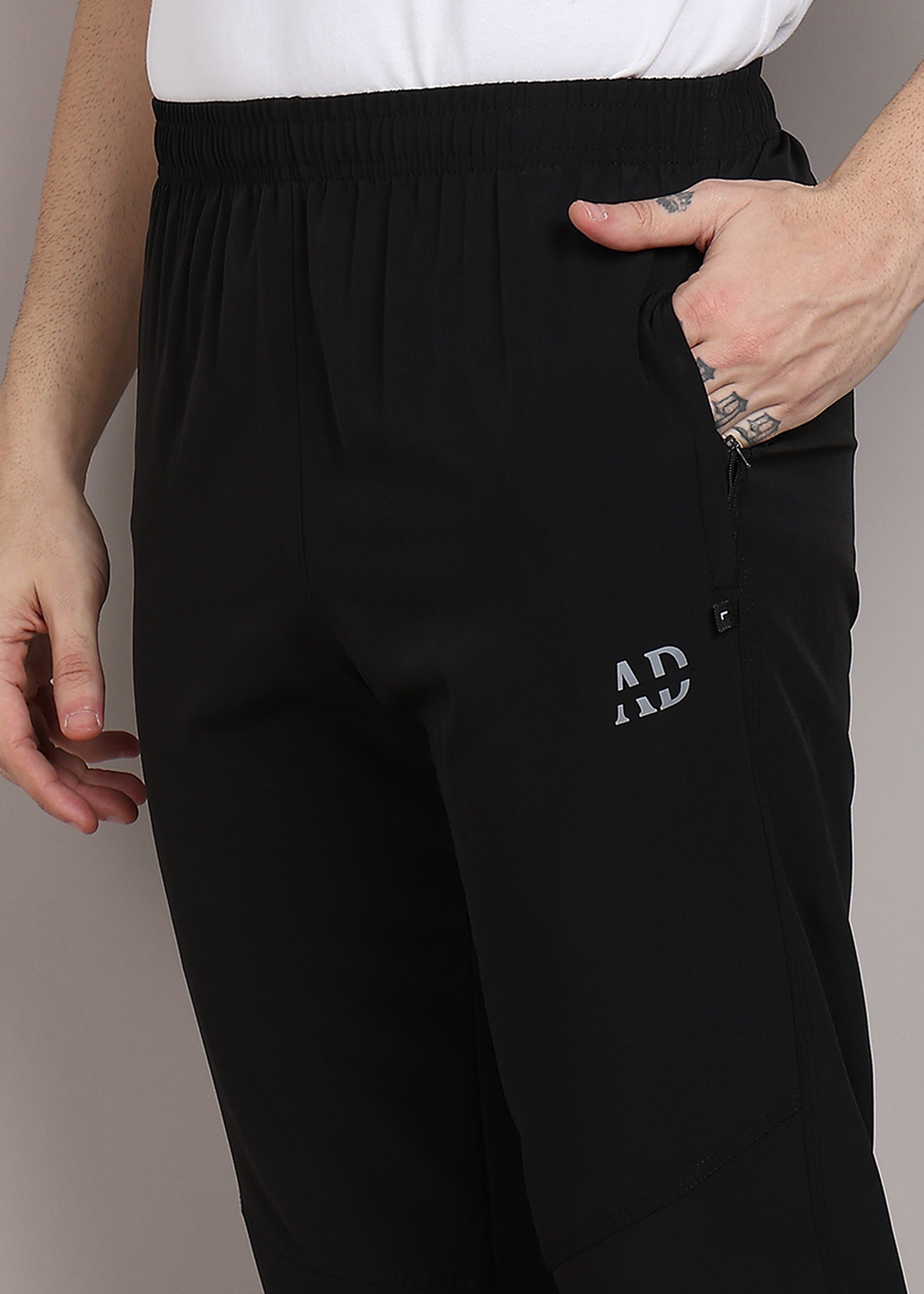 ADFitwear Men's Black Lycra Track Pants – Workout Bottoms