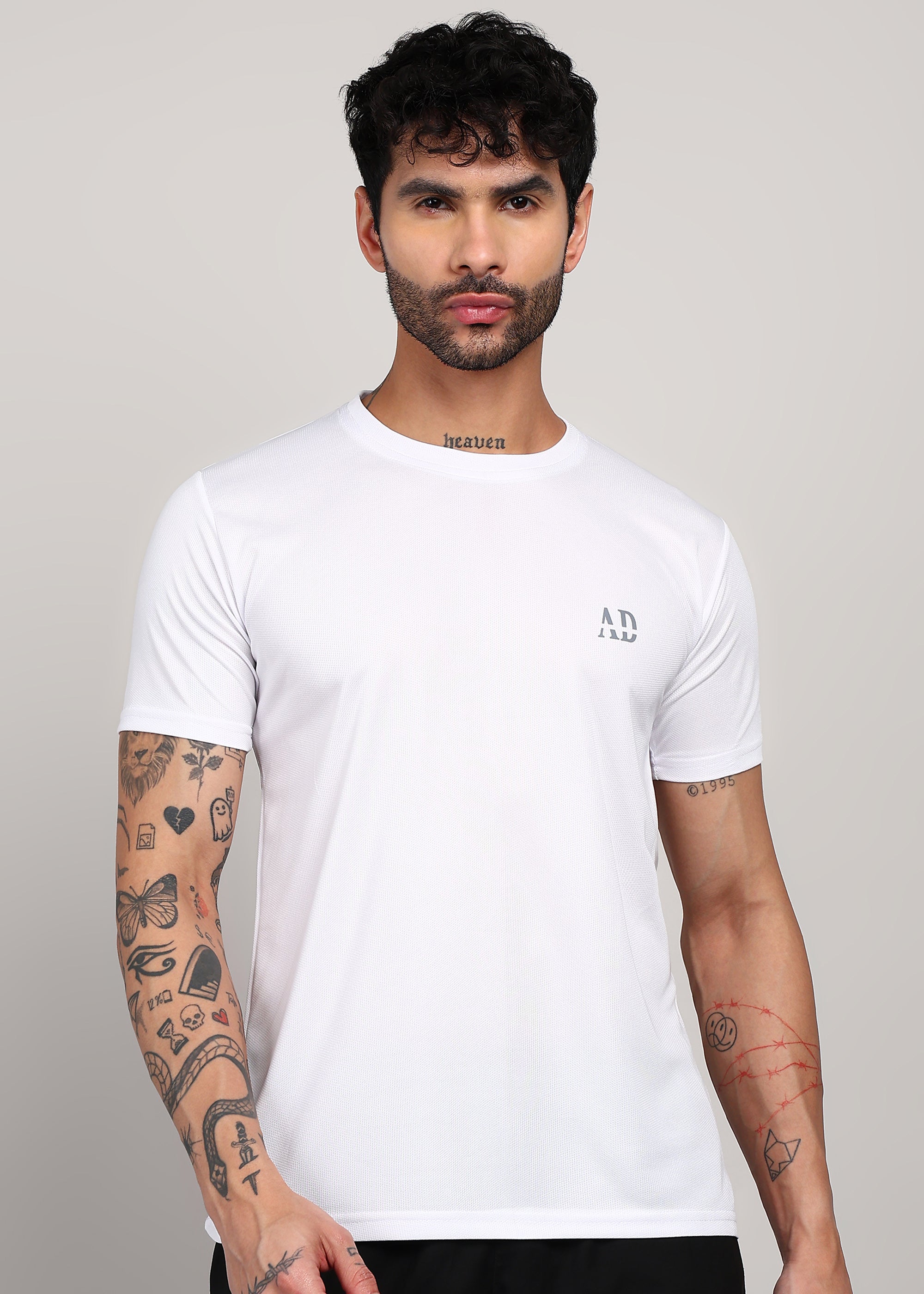 ADFitwear Men's White Gym T-Shirt – Lightweight Workout Top