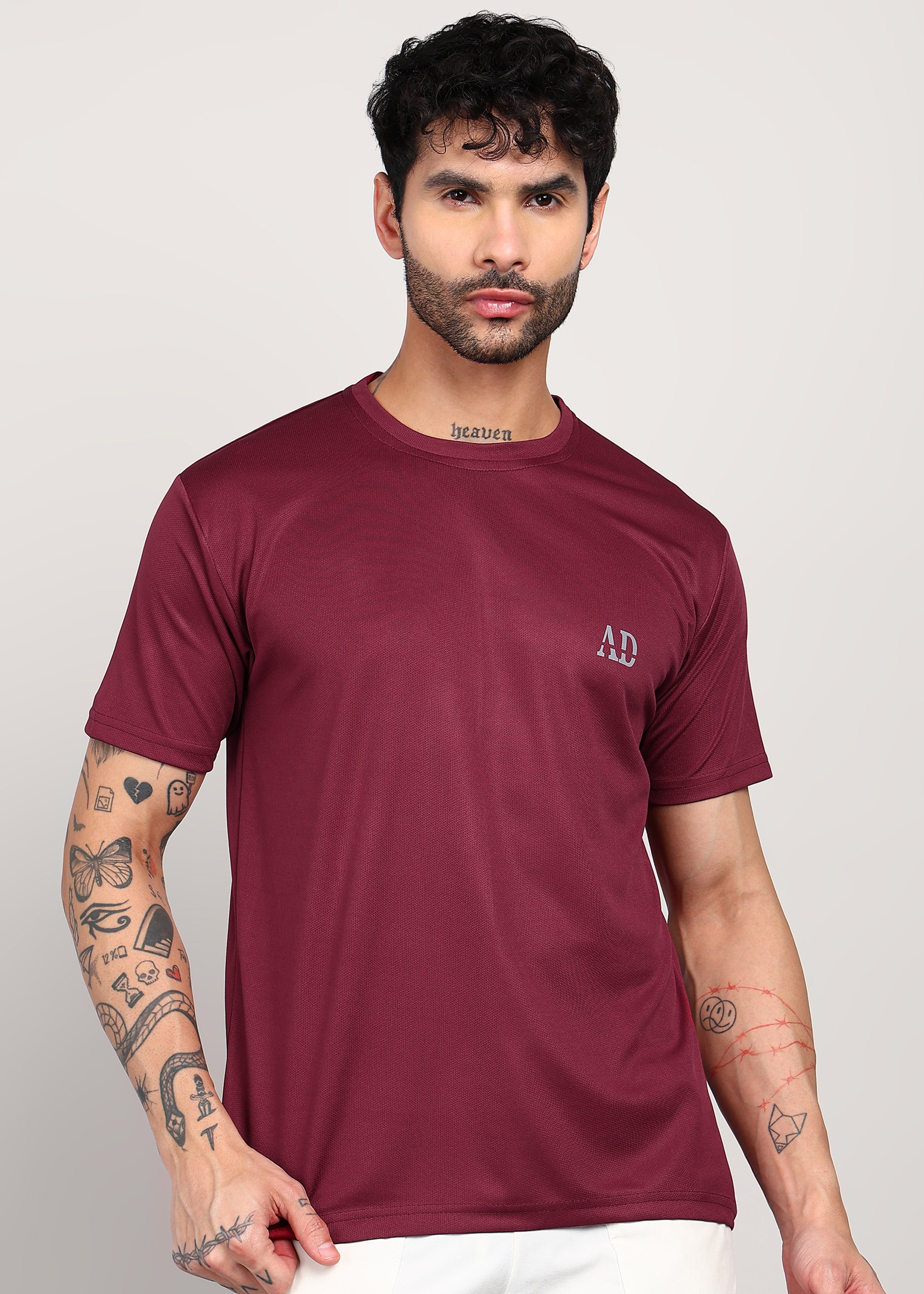 ADFitwear Men's Maroon Gym T-Shirt – Sports Activewear
