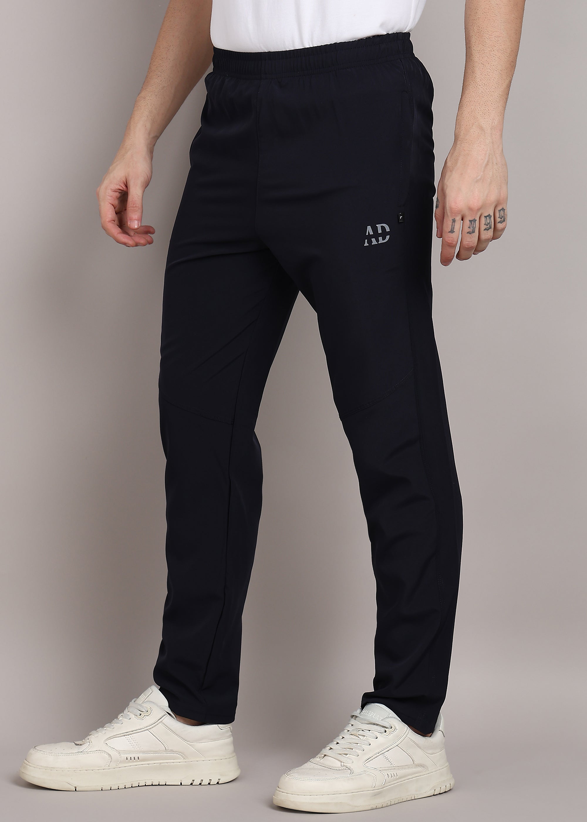 ADFitwear Men's Navy Blue Lycra Track Pants – Gym & Sports