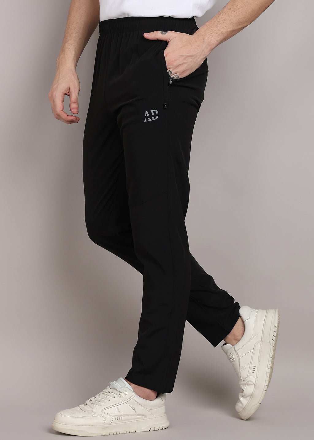 ADFitwear Men's Black Lycra Track Pants – Workout Bottoms