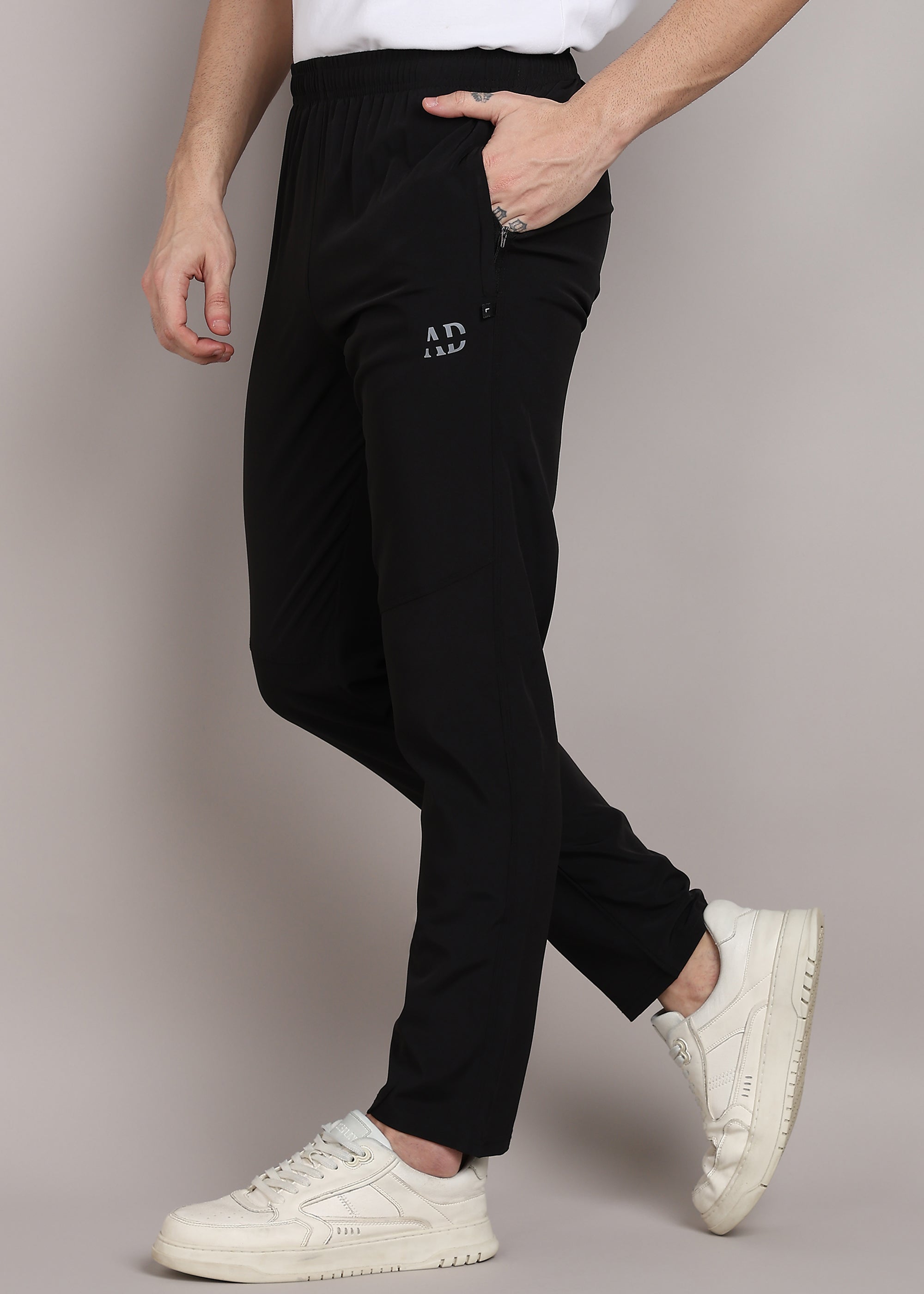 ADFitwear Men's Black Lycra Track Pants – Workout Bottoms