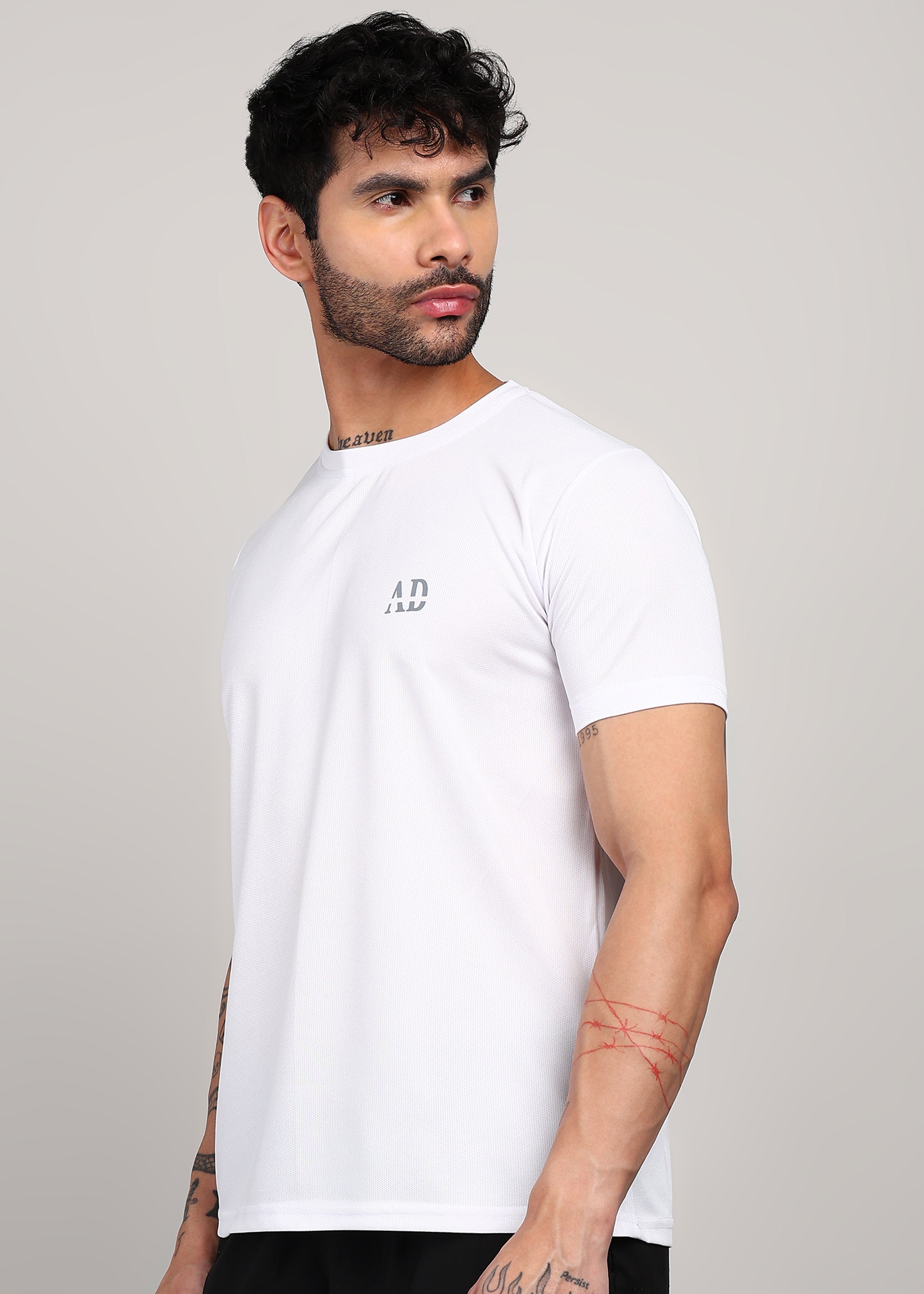ADFitwear Men's White Gym T-Shirt – Lightweight Workout Top