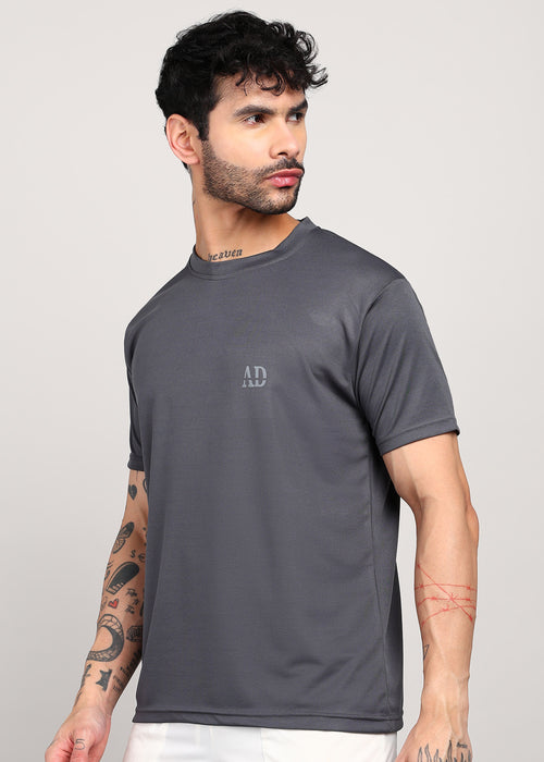 ADFitwear Men's Dark Grey Gym T-Shirt – Dry Fit Activewear