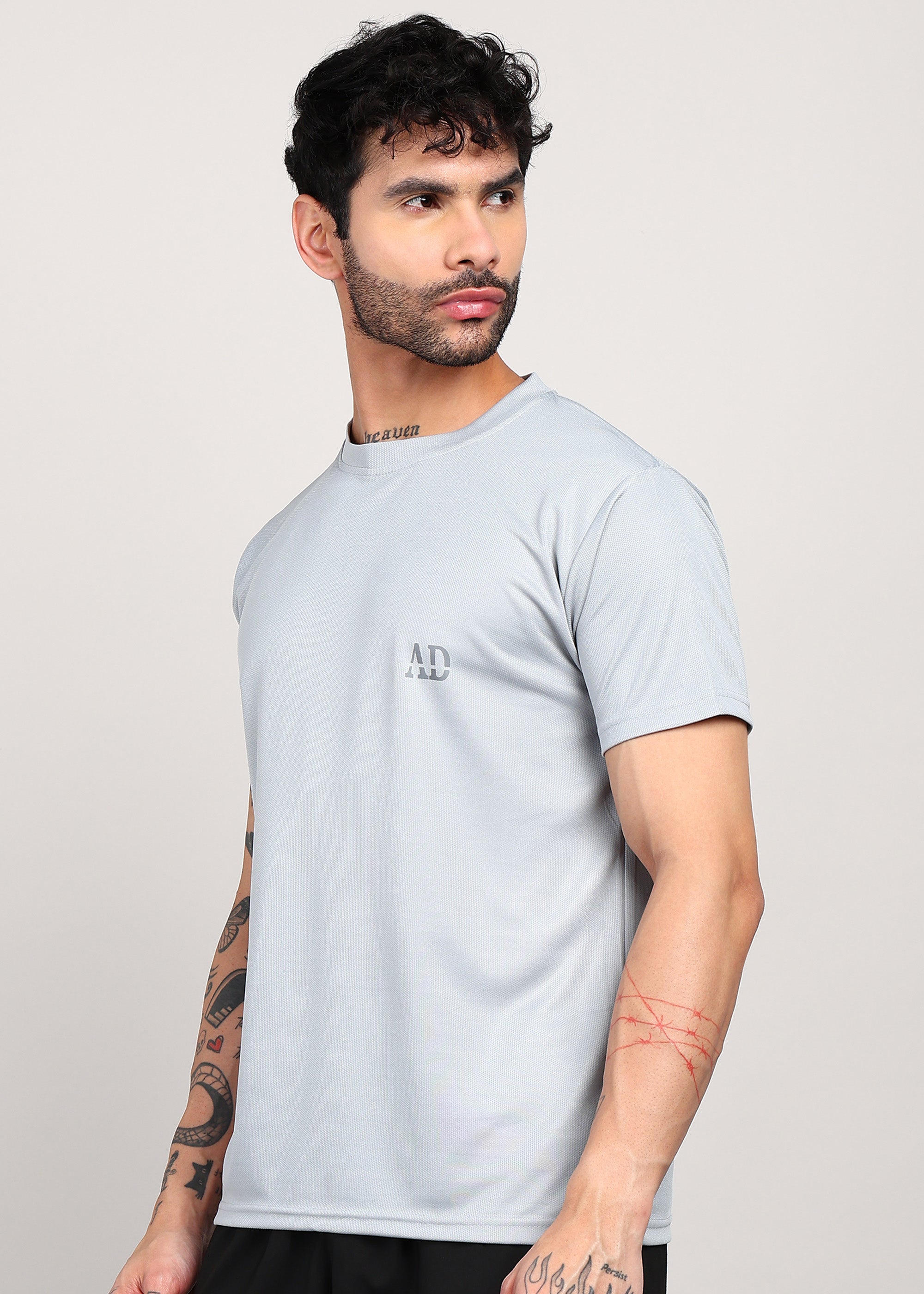 ADFitwear Men's Grey Gym T-Shirt – Fitness Training Top