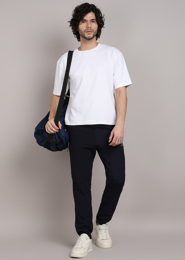 ADFitwear Men's Navy Blue Lycra Track Pants – Gym & Sports