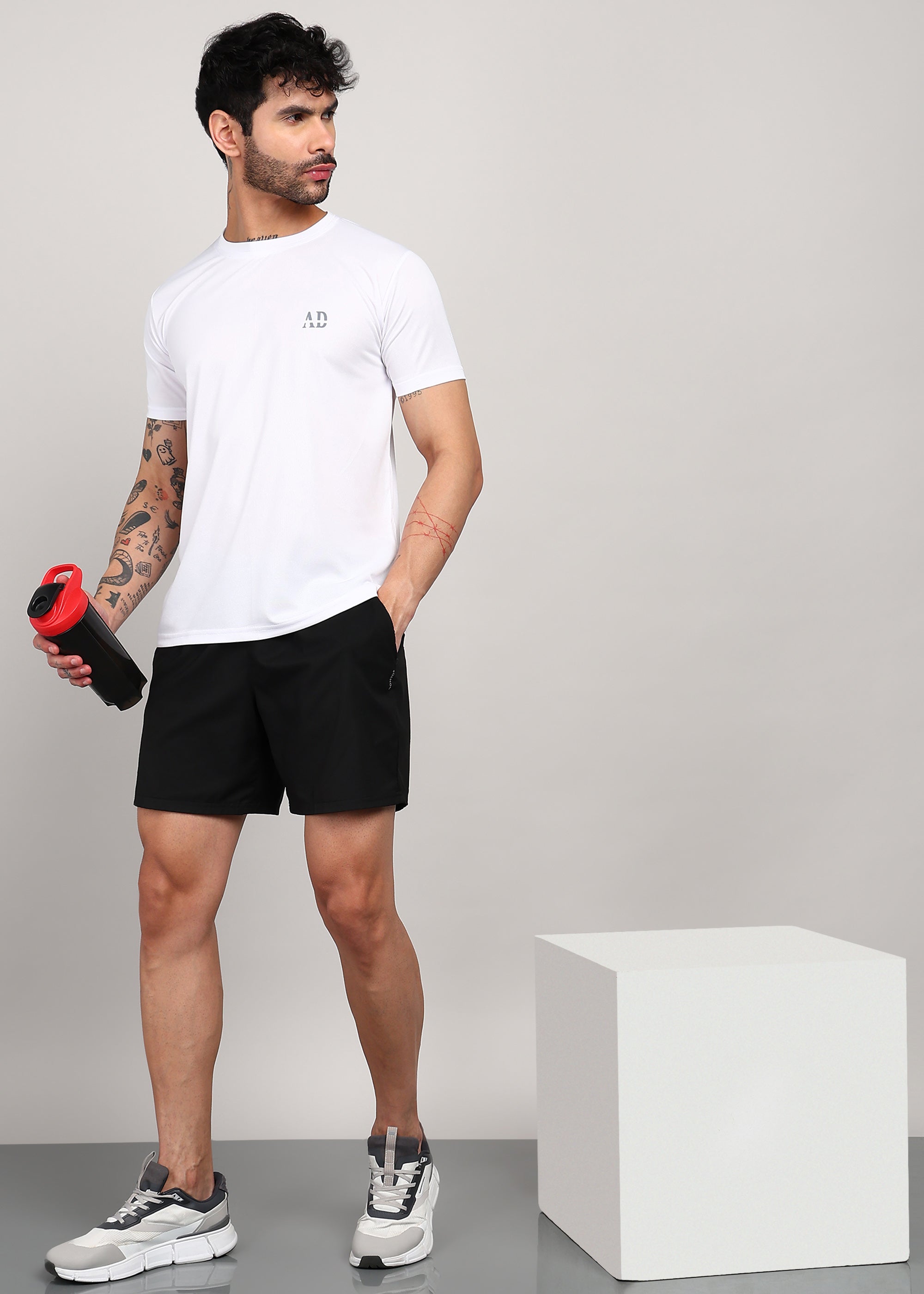 ADFitwear Men's White Gym T-Shirt – Lightweight Workout Top