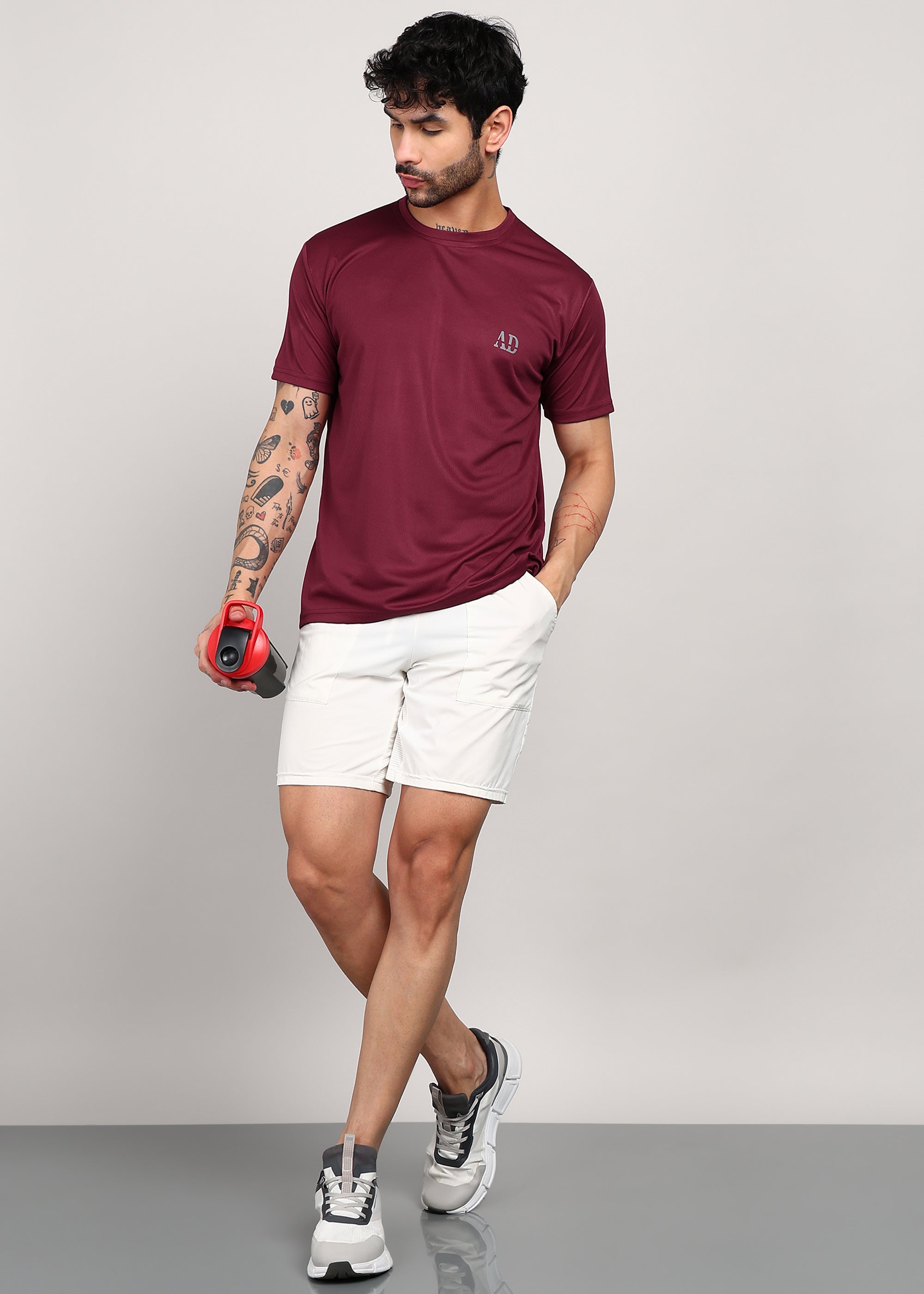 ADFitwear Men's Maroon Gym T-Shirt – Sports Activewear