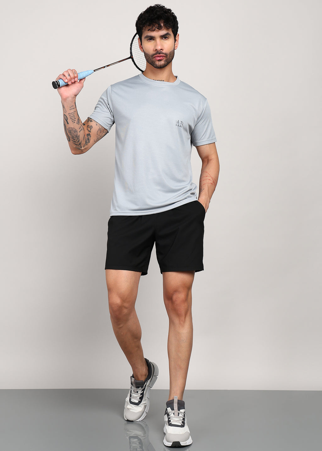 ADFitwear Men's Grey Gym T-Shirt – Fitness Training Top