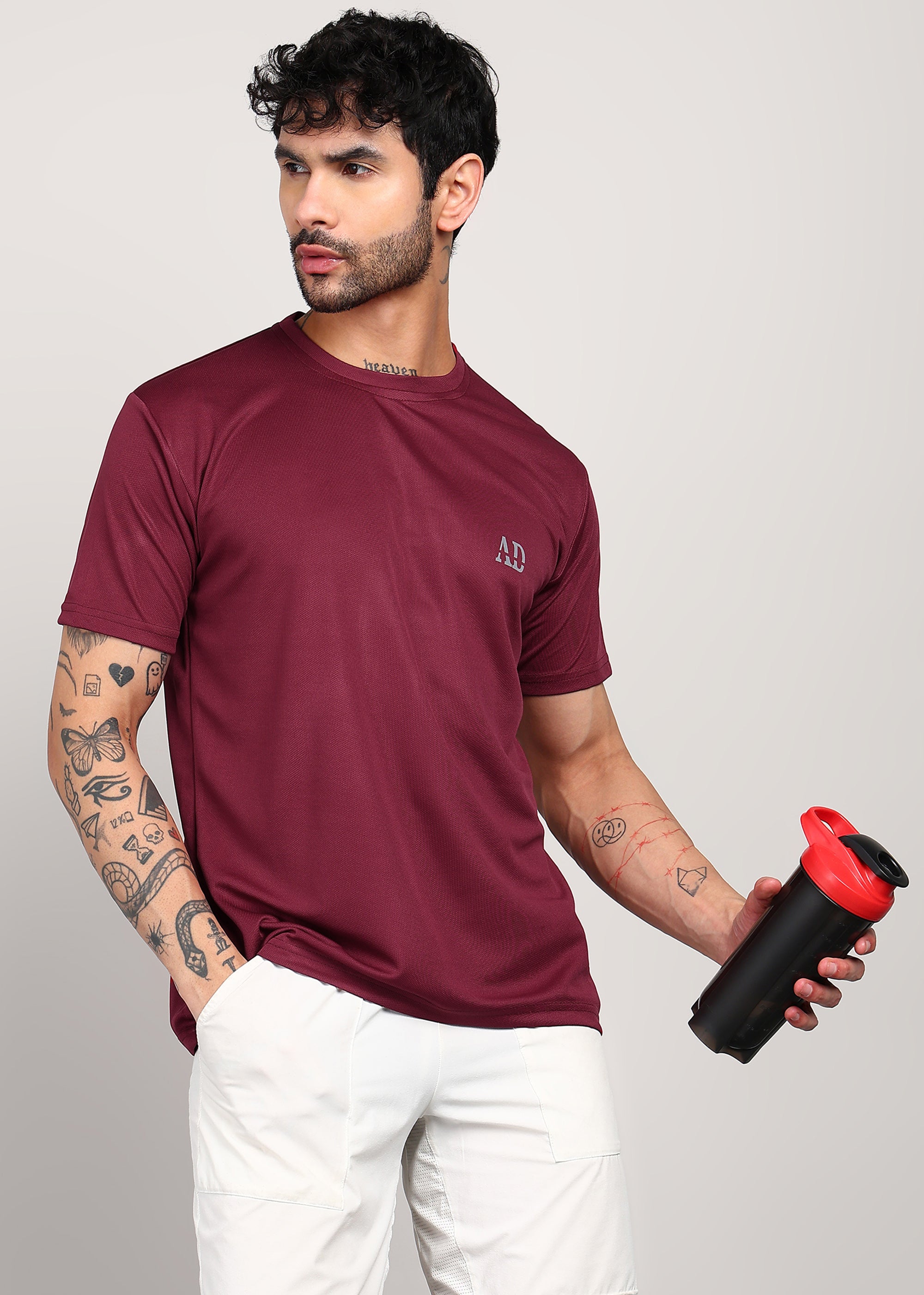 ADFitwear Men's Maroon Gym T-Shirt – Sports Activewear