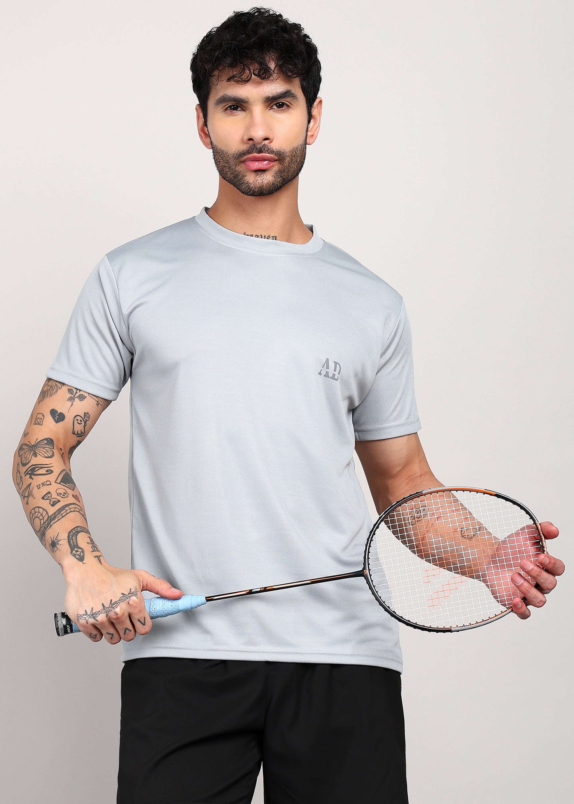 ADFitwear Men's Grey Gym T-Shirt – Fitness Training Top