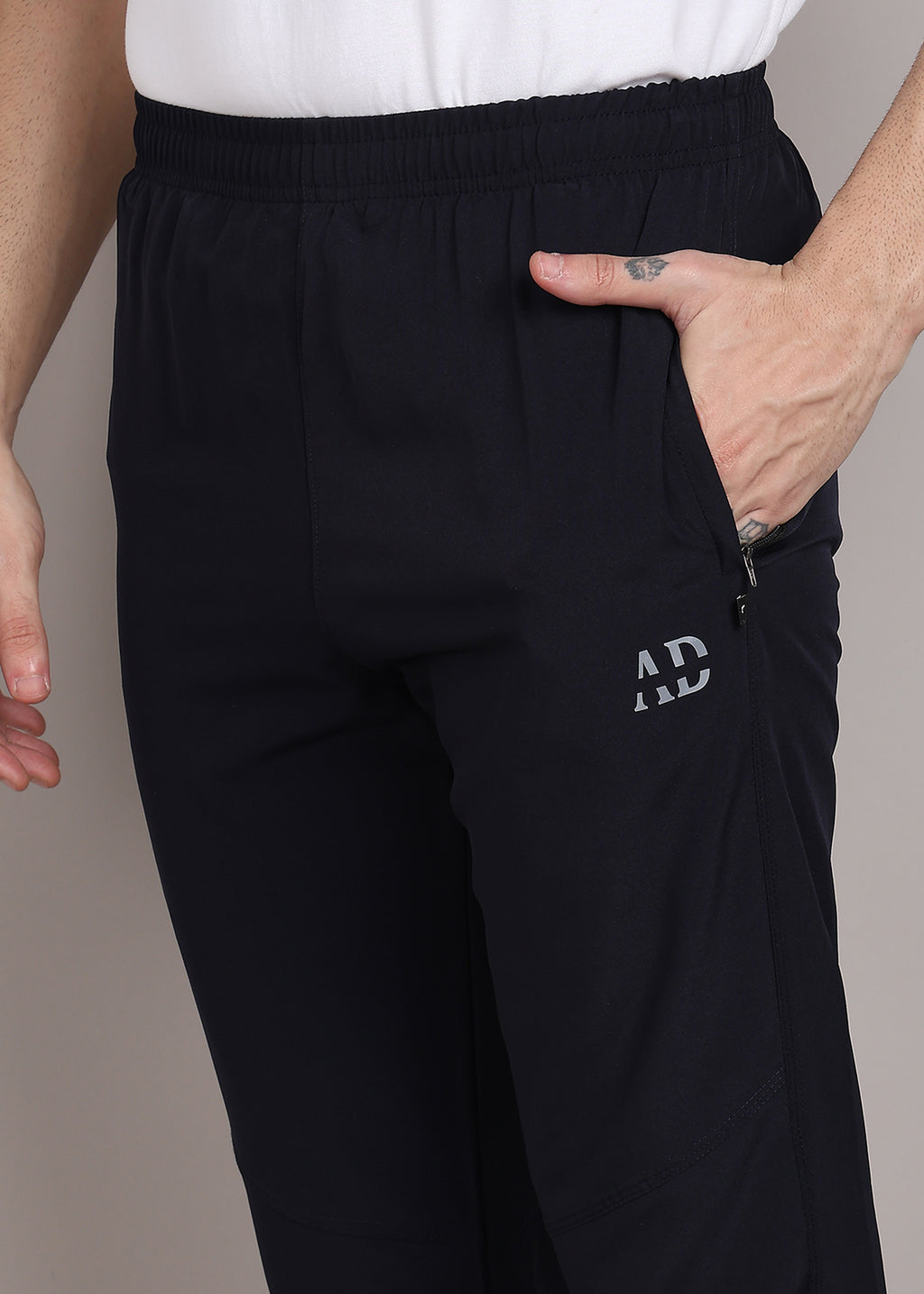ADFitwear Men's Navy Blue Lycra Track Pants – Gym & Sports