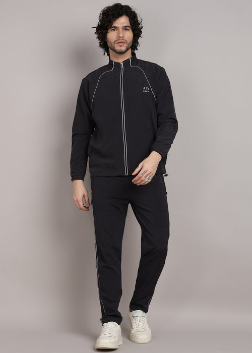 ADFitwear Men's Black Lycra Tracksuit – Fitness Training Set